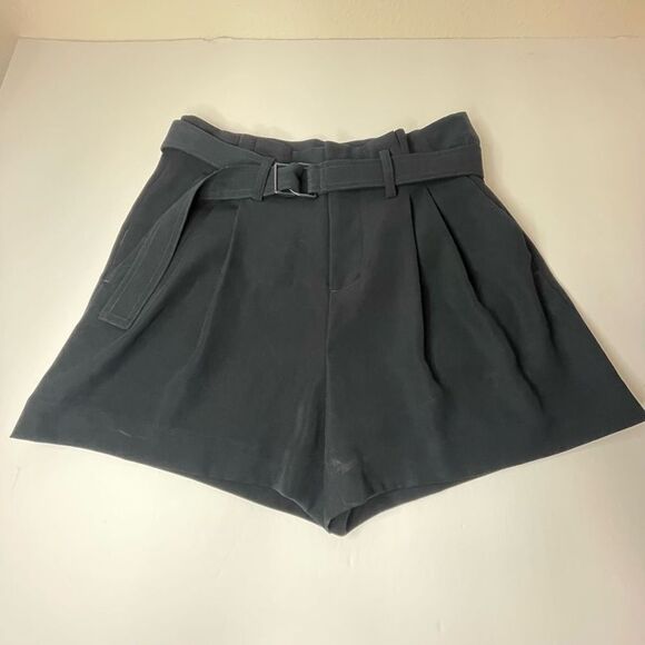 Vince Pleated Front Belted Shorts Black Size 4 - Picture 5 of 14